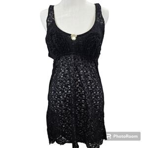 Jessica Simpson Sexy Black Lace Slip Dress Nightie Lingerie Size M
